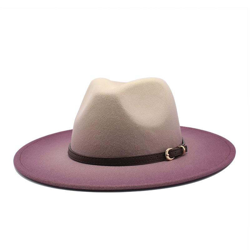 Британский стиль Мужская и женская аэрозольная краска Постепенное изменение цвета джаз шерстяная шляпа модная большая шляпа