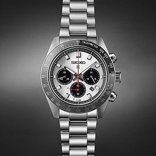 Часы Seiko PROSPEX SBDL095 Мужские Наручные Сделано в Японии На солнечной батарее Серия SPEEDTIMER Безель с тахиметром Хронограф Дата Календарь Белый Черный Циферблат Нержавеющая сталь
