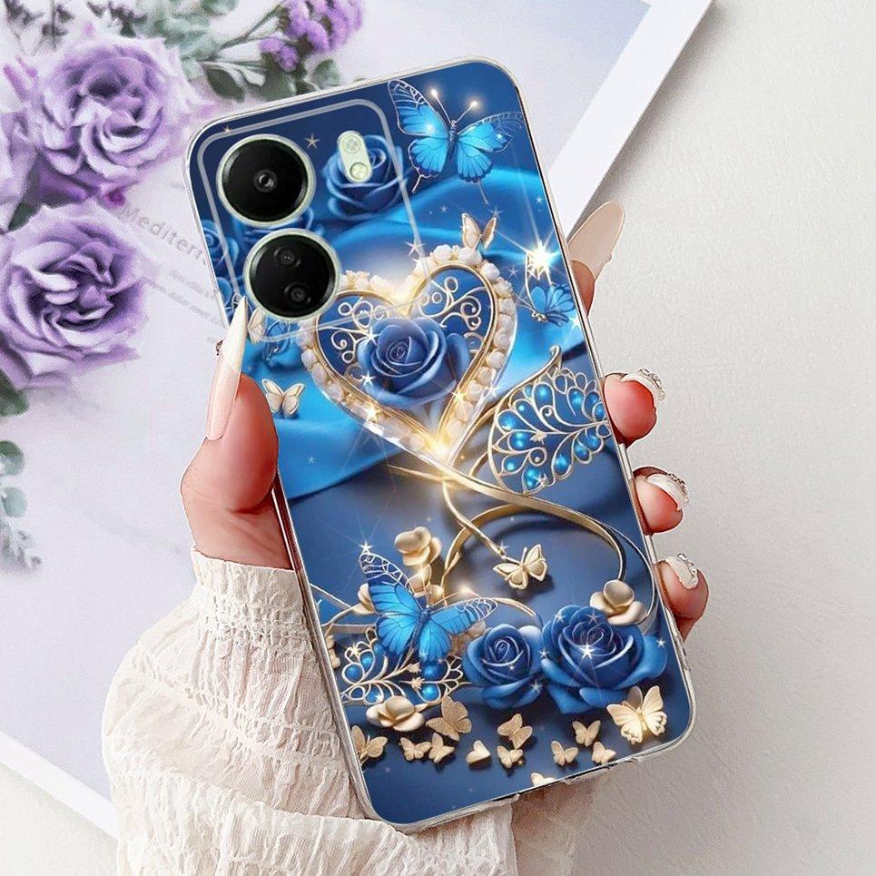 For Xiaomi Redmi 13C 5G 4G  Back Bumper Redmi 13 4G Colorful Butterfly Flower Painting Phone Case Transparent Soft TPU Silicone