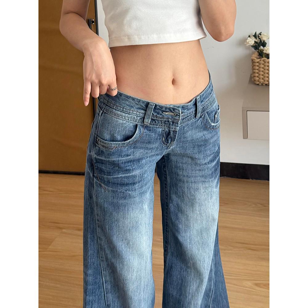 2025 Autumn Slimming Low-Waist Japanese Korean Wide-Leg Women's Casual Denim Jeans