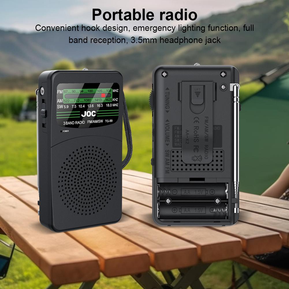 Портативное AM/FM/SW карманное радио на батарейках/перезаряжаемое со светодиодным фонариком, радио для кемпинга на открытом воздухе, подарки для пожилых людей