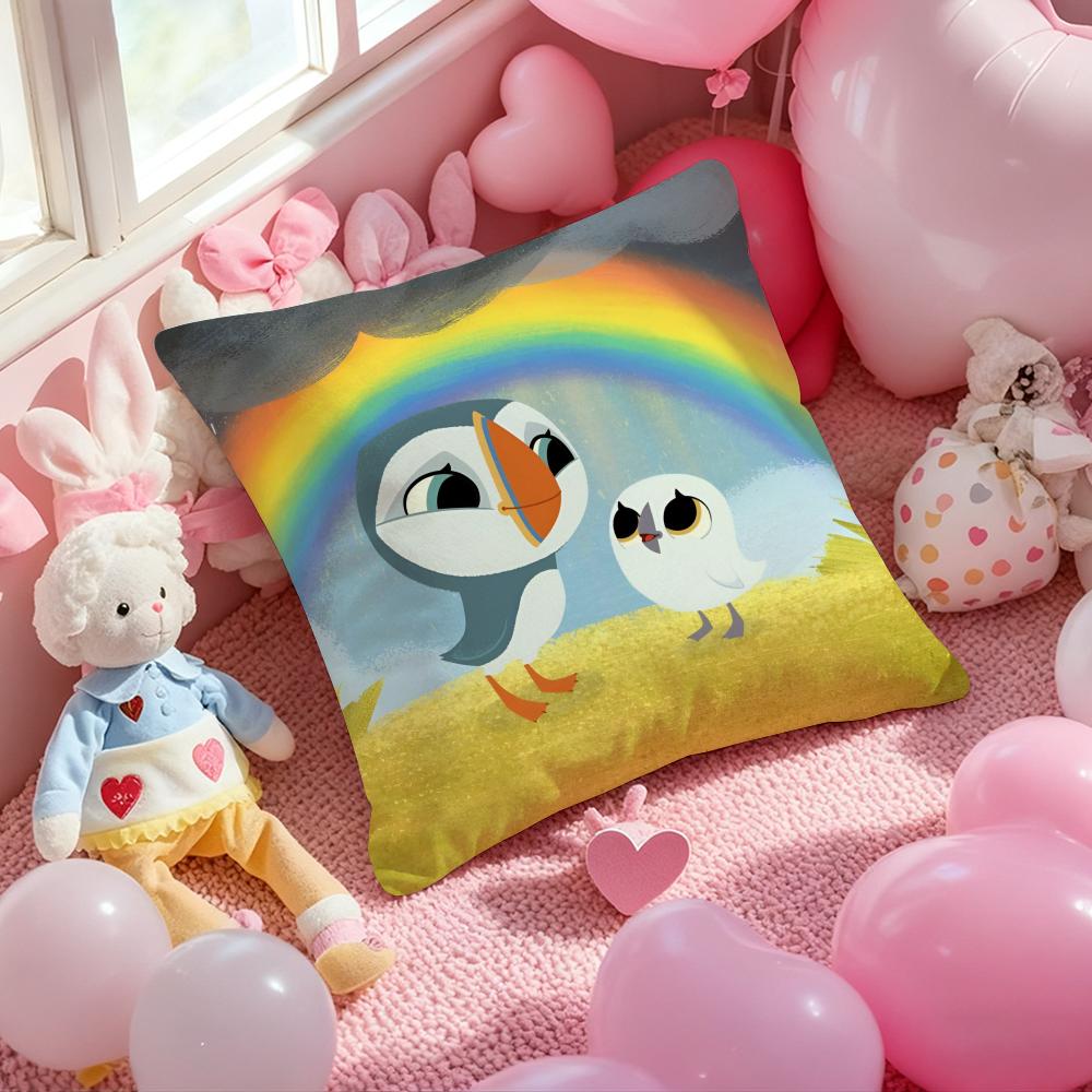 Kwaii Puffin Rock PPreschool Cushion Cover Pattern Printed Pillowcase for Living Room Sofa Cushion Cover Bedroom Decor
