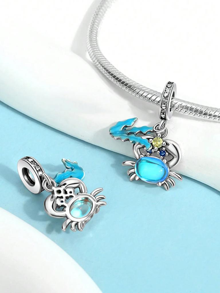 Шармы Серебро Медные Цвета Морской Краб Осьминог Бусины Шарм Подвеска Для Оригинального Браслета Для Женщин DIY Украшения Подарок Любви