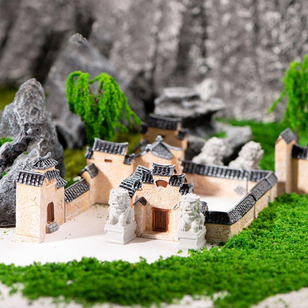 Decorative Mini Old City Gate Retor Bonsai Landscaping Mini Resin House  Micro Landscape
