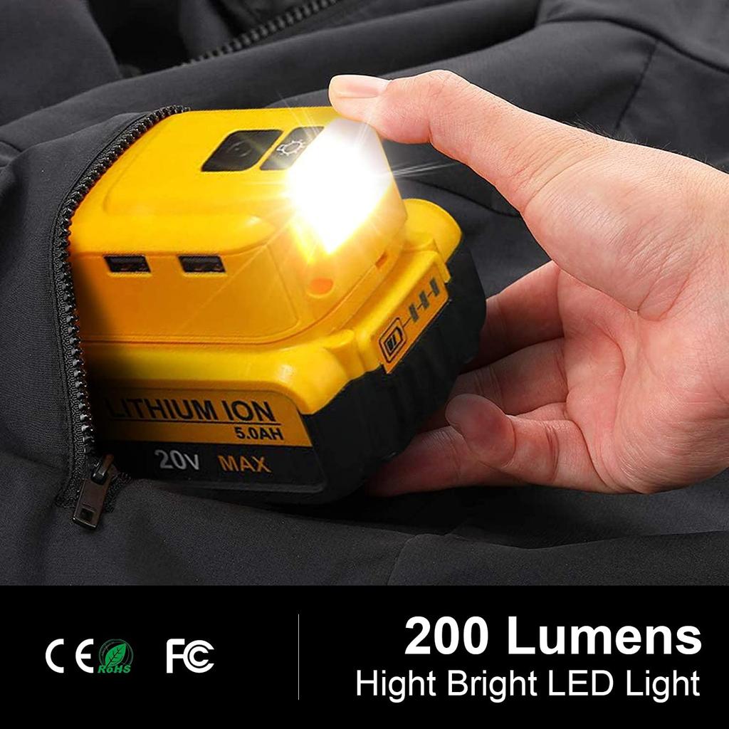 Новый сменный источник питания DCB090 для адаптера батареи Dewalt 20 В Макс. 18 В с USB и светодиодным рабочим освещением TYPE-C