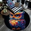 Owl Artwork Round Area Rug,Carpet Rug for Living Room Bedroom Sofa Playroom Decor,Non-slip Floor Mat