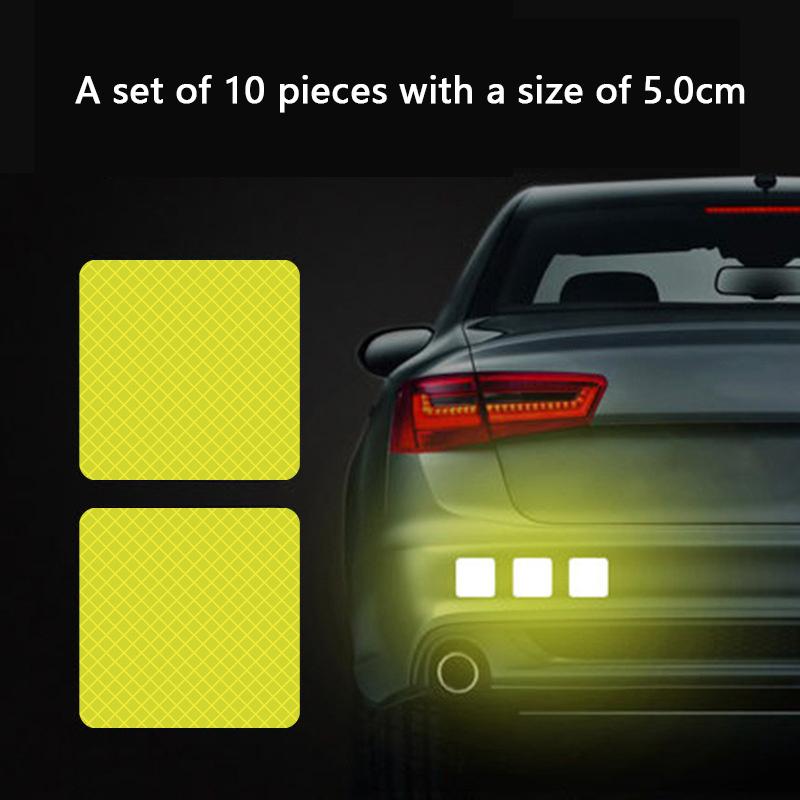 10 шт. светоотражающая предупреждающая наклейка на автомобиль, лента безопасности, предупреждающая о столкновении, светоотражающая наклейка на багажник автомобиля, мотоцикла