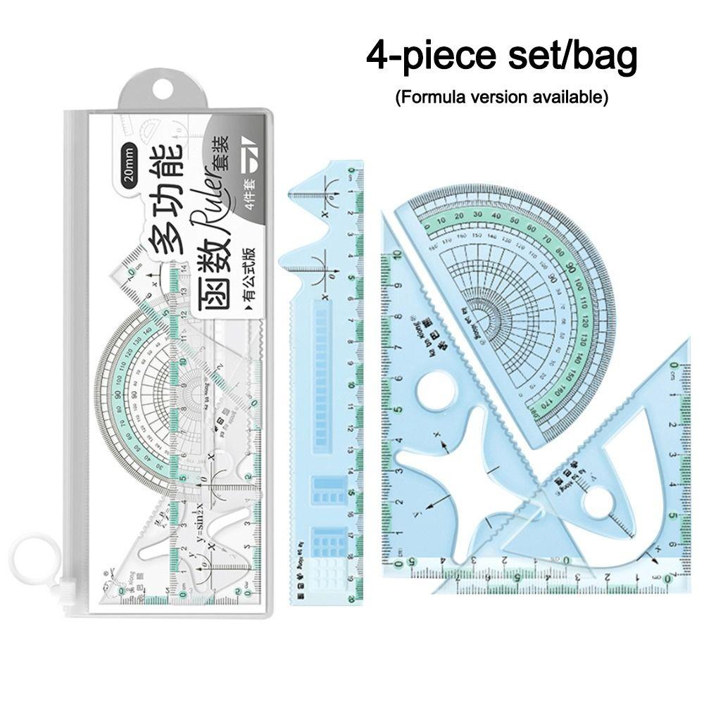 4 шт. Наборы по математике Чертежный набор Многофункциональный набор Линейка Портативная треугольная линейка Студент