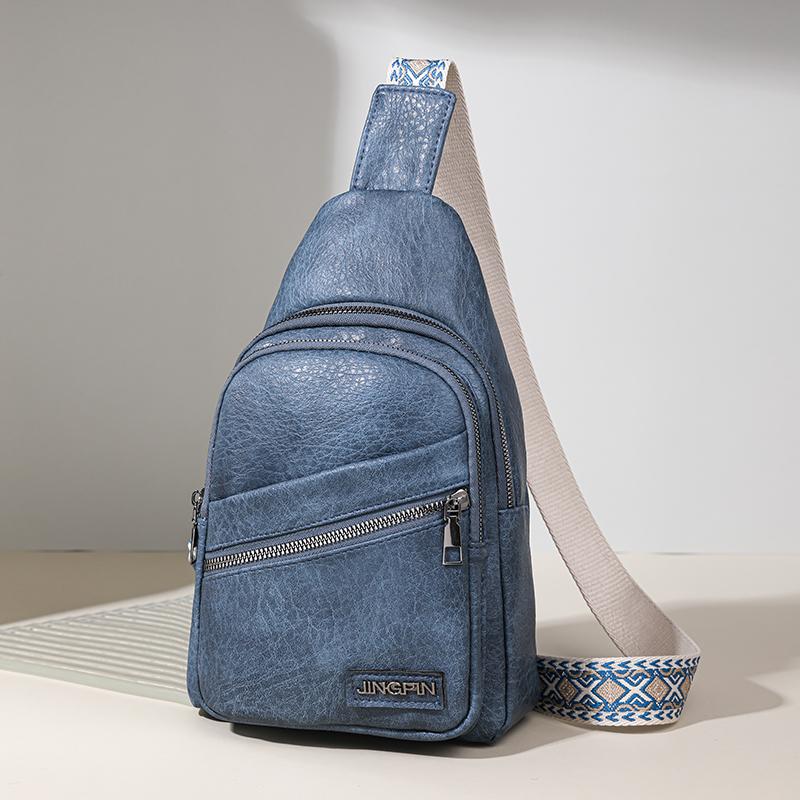 Женская кожаная нагрудная сумка, однотонная сумка через плечо, поясная сумка с цветными бретелями