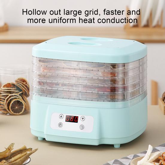 Машина для сушки продуктов с воздушным потоком 360 градусов, 6 лотками, 24-часовой таймер, бесшумная работа, контроль температуры, сушилка для фруктов, мяса и овощей