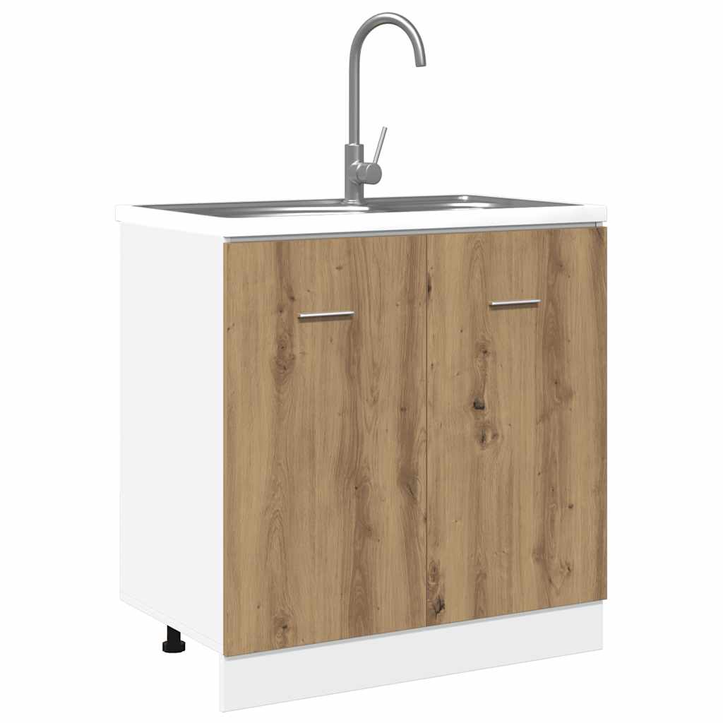 Lyon Under Sink Cabinet in Artisan Oak Finish 80 x 46 x 81.5 cm Particleboard