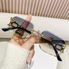 Unique Rimless Cut Edge Sunglasses Metal Temples Uv400 Rectangle Sun Glasses Retro Shades Daily Party Holiday Outdoor