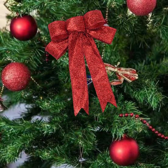 Рождественский бант Yousheng, двухслойный, блестящий, праздничный, многоразовый, елочный декор, легкий, для новогодней вечеринки, большой рождественский бант