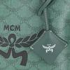 MCM Green Monogram Canvas Tote Bag with Leather Accents & Signature Logo Charm for Daily & Travel Use