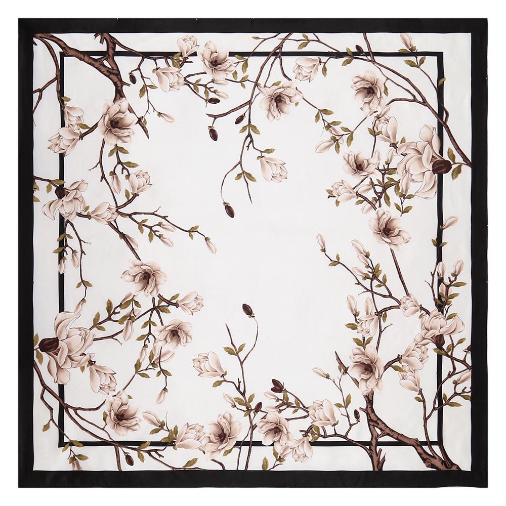 Летняя Повседневная Квадратная Бандана-Хиджаб с Принтом Роз, Атласный Шелковый Платок для Мусульманской Женщины, Повязка на Голову, Женские Платки, Повязка на Голову 85*85 см