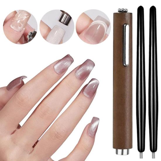 3-in-1 Magnetic Nail Art Kit Professional Gel Polish Set Multifunctional Powerful Magnet Gel Polish Steel Ball Suction Art Design Accessories