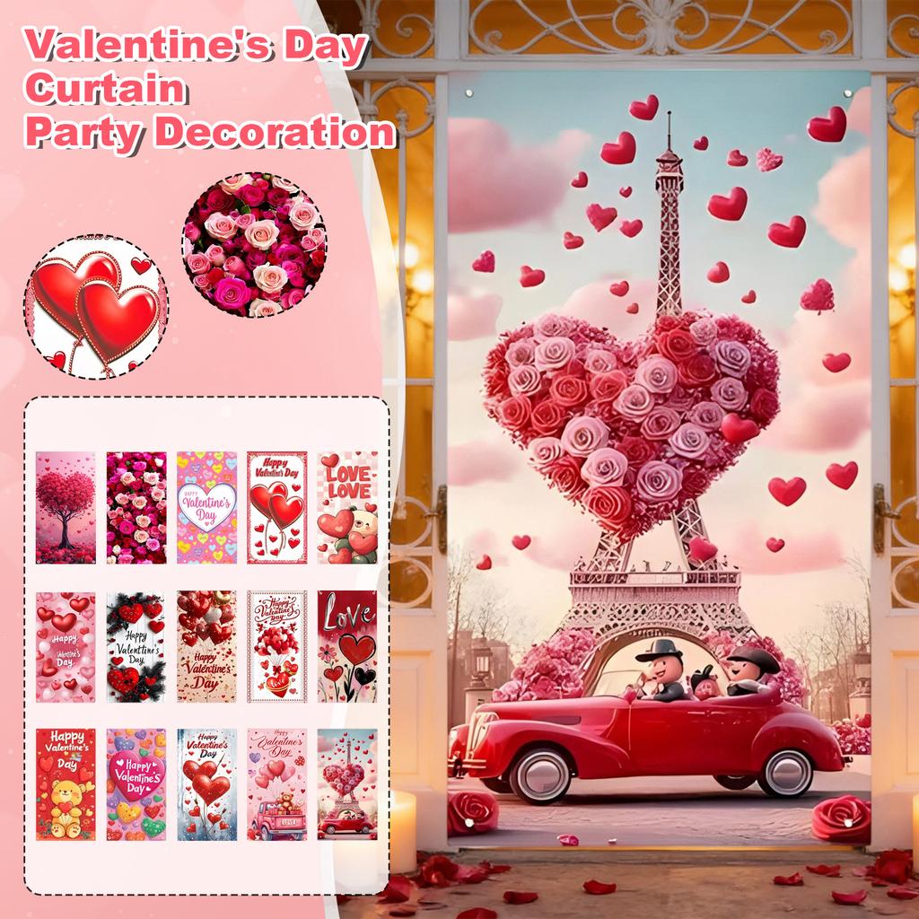 Valentine's Day Door Curtain Decoration Party Atmosphere Love Hanging Flag Decoration Door Frame Door Cover