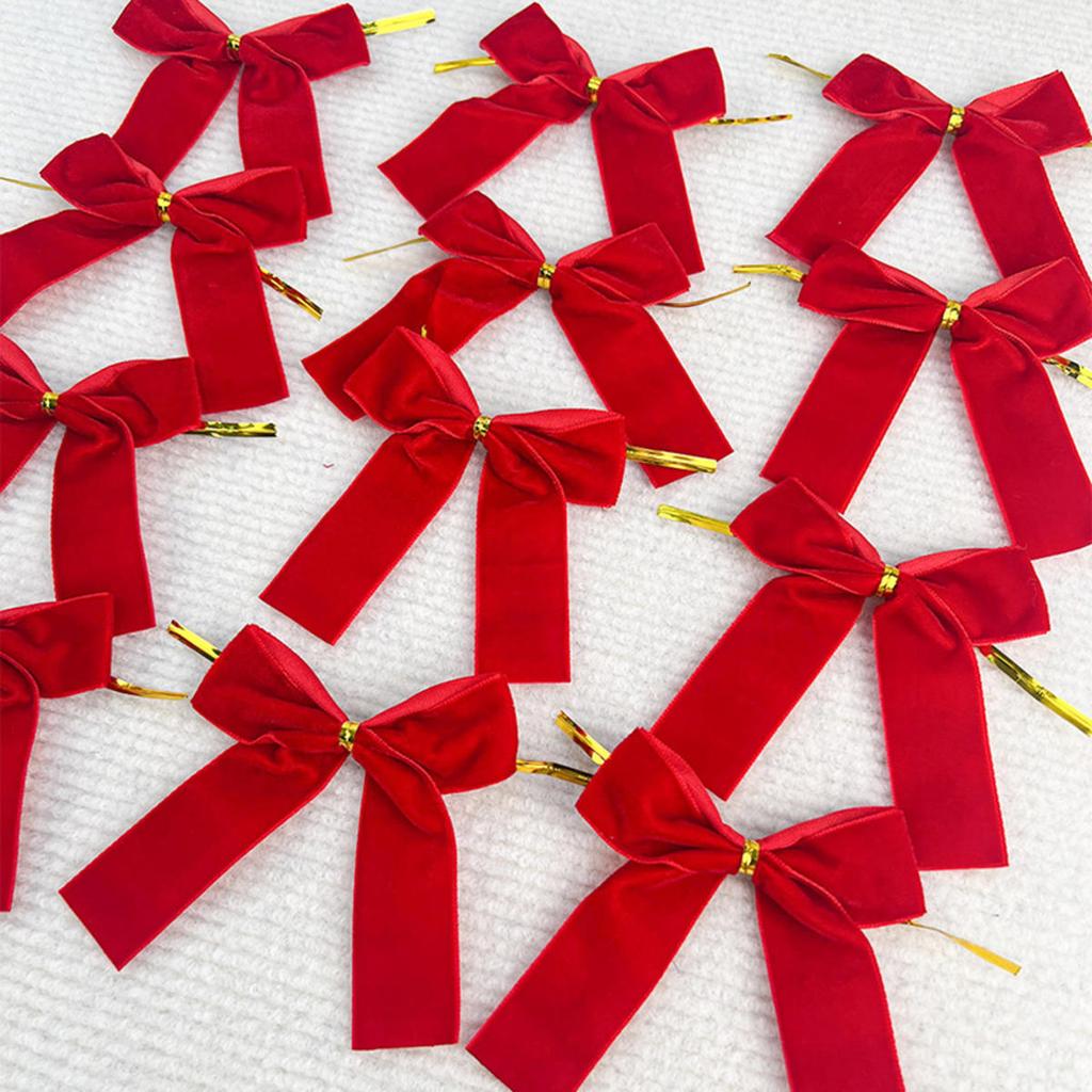12pcs Small Velvet Bow Christmas Tree Decoration Soft Bowknot Hanging Enhances Holiday Atmosphere for DIY Use for Christmas Party Family Wedding