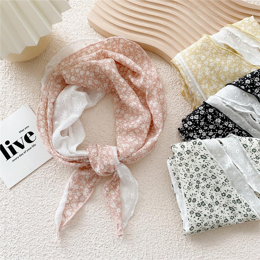 Cotton And Linen Small Square Scarf Silk Scarf Women'S Spring And Autumn New Style Artistic And Versatile Fashionable Temperament Headband Scarf