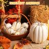 7 Pcs Artificial Pumpkins Assorted Sizes Faux Foam Pumpkin Crafts Farmhouse Rustic Fall Table Centerpiece for Halloween Mantel Shelf Decoration