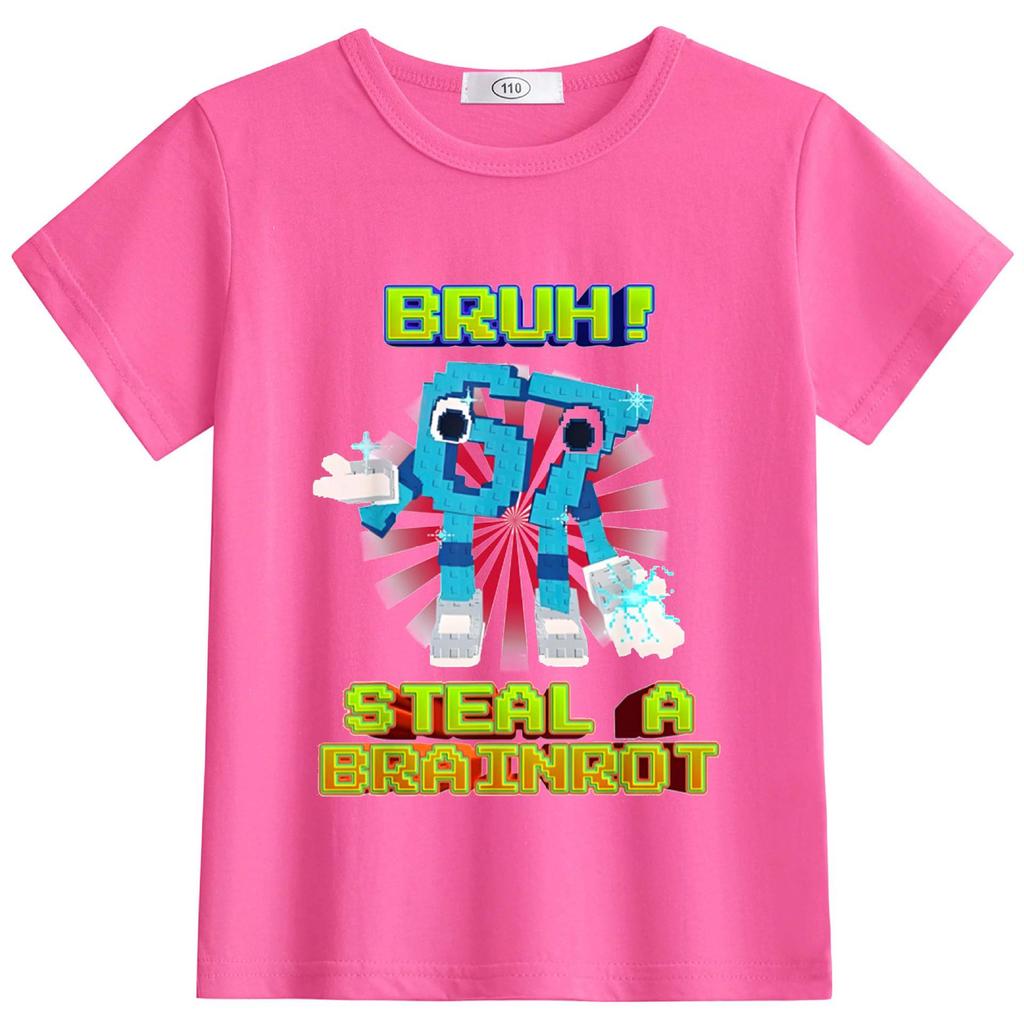 Available: StealABrainrot Kids' Summer Round-Neck Light Short Sleeve T-shirt 63301
