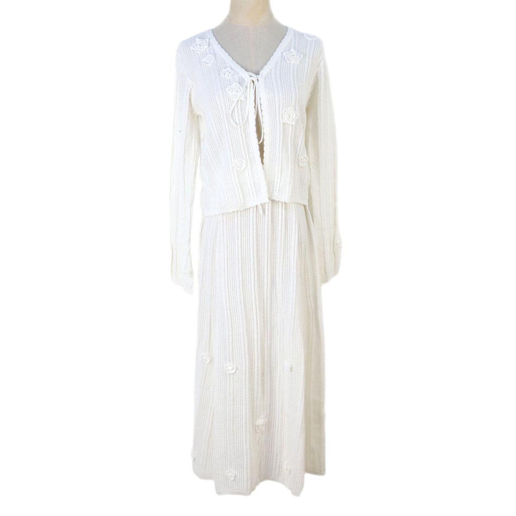 Женский трикотажный комплект «Камелия»: Кардиган, Жилет + Юбка – Весенне-летний стиль лесной феи