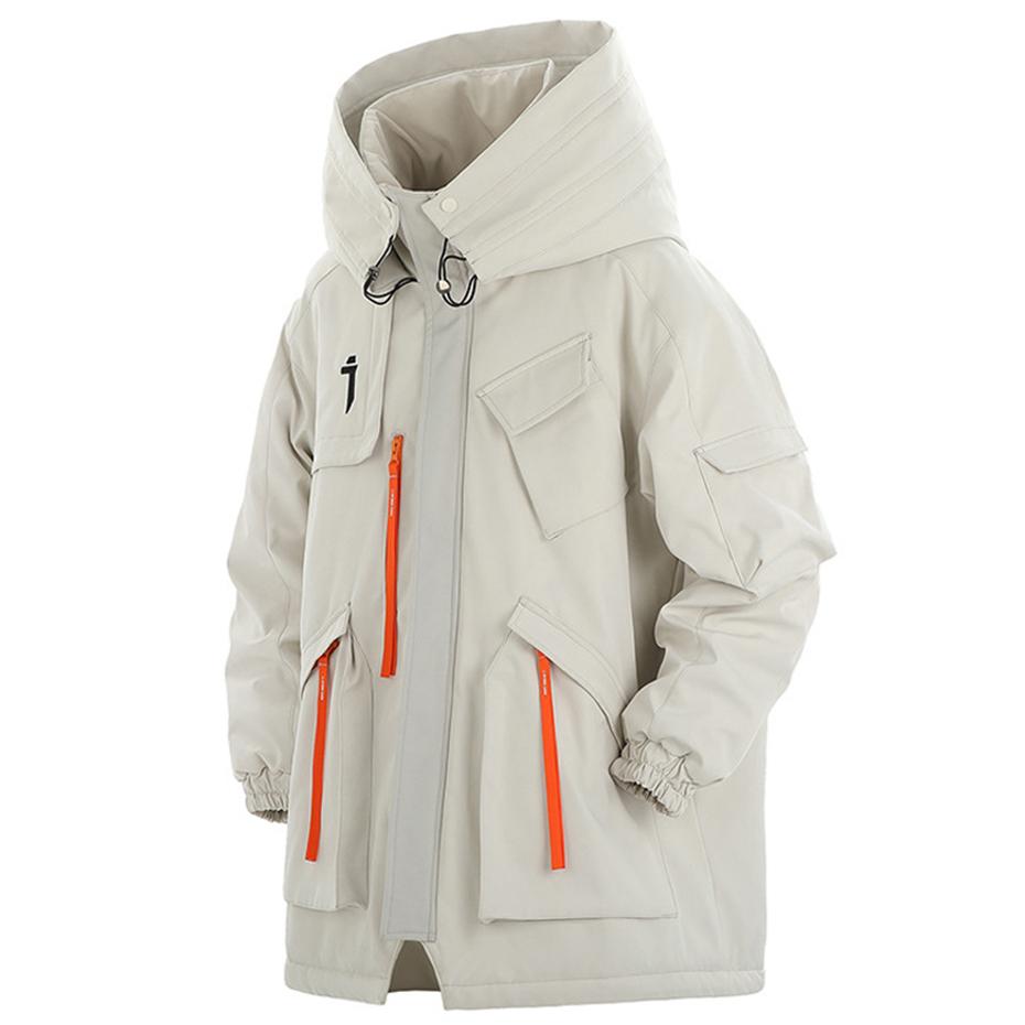 Mulit Pocket Winter Jackets Techwear Coats Men Fashion Streetwear Oversized Parkas Warm Hooded Jacket