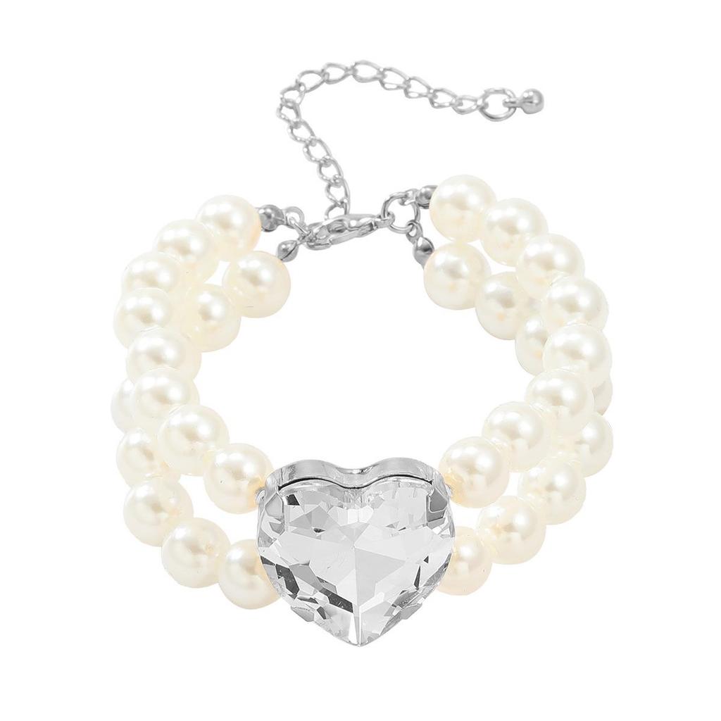 Женское ожерелье 2024 года с бриллиантами в форме сердца и искусственным жемчугом - свадебные украшения и аксессуары для банкета