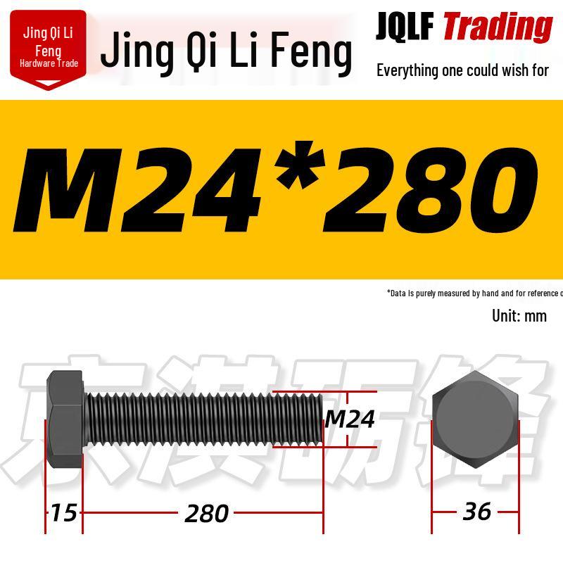 12.9 Grade High-Strength Blackened Hex Bolt M22-M48