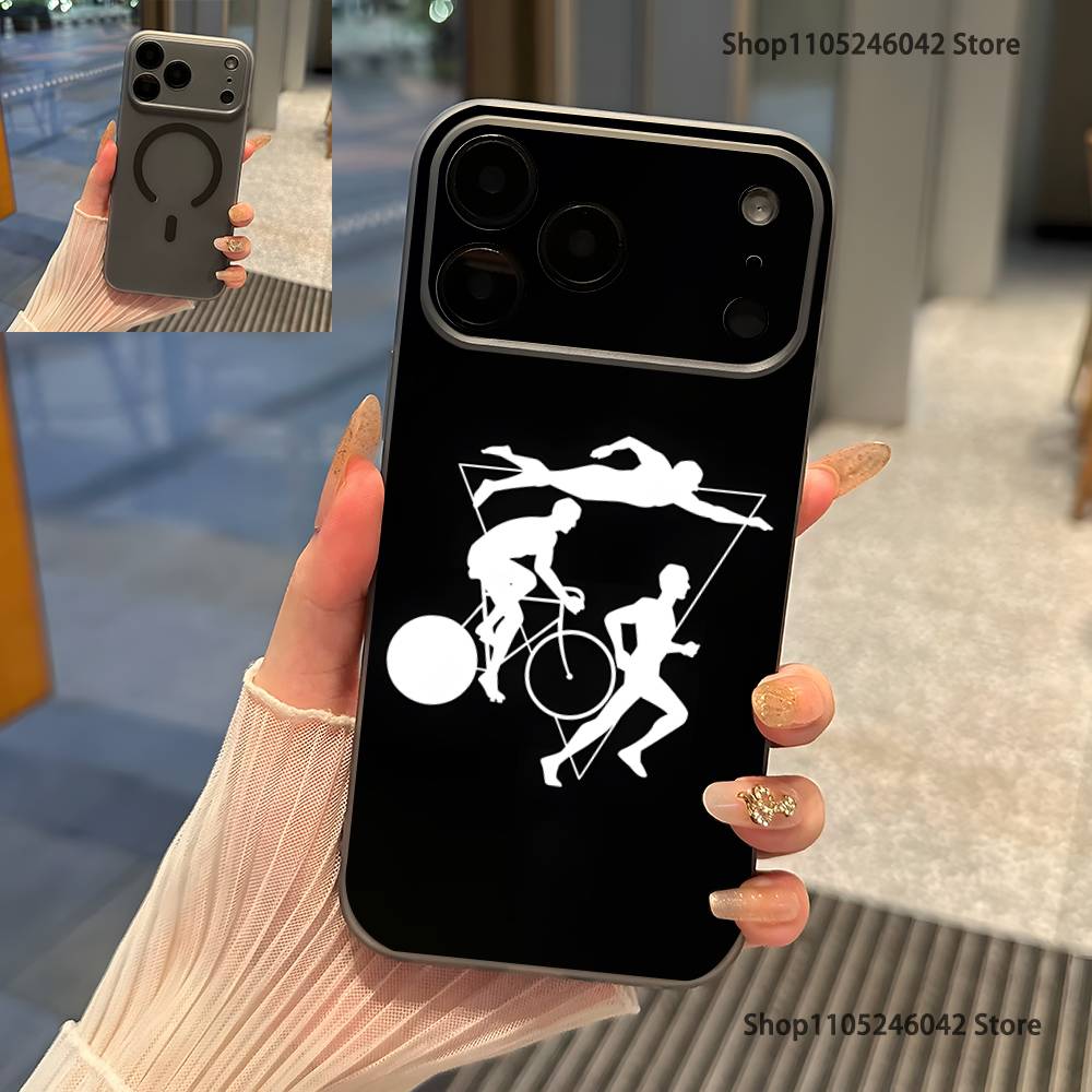 Triathlon Swim Bike Run Tri Life Transparent gray Phone Case For iPhone 17,16,15,14,13,12Pro,Max,Plus Magnetic Wireless Charging