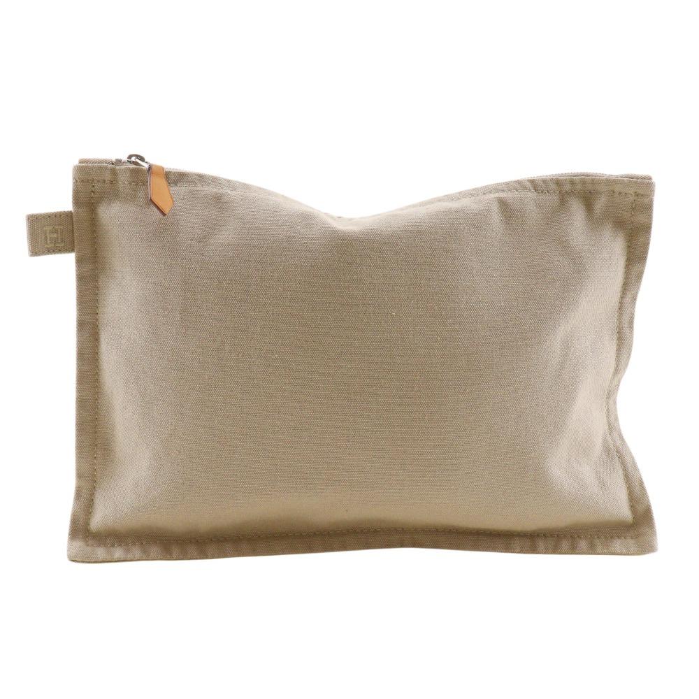 HERMES Bora Bora MM Pouch beige cotton unisex Used