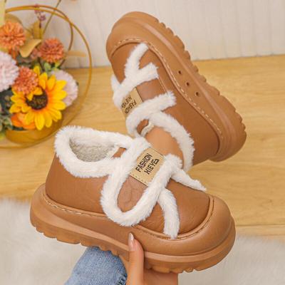 Милые повседневные туфли на толстой подошве с пушистым мехом для женщин 2025 Зима Массивные ботильоны на платформе с мехом Теплые плюшевые нескользящие зимние ботинки