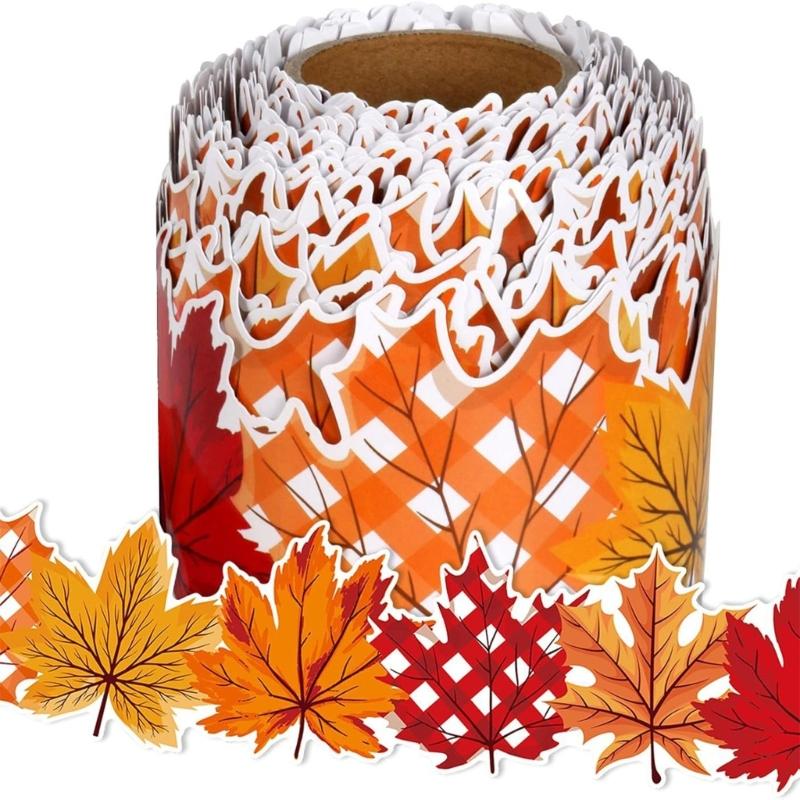 32.8ft Thanksgiving Leaf Border Trim Sticker for Chalkboard Notice Board Decoration Bulletin Board Border Trim Sticker