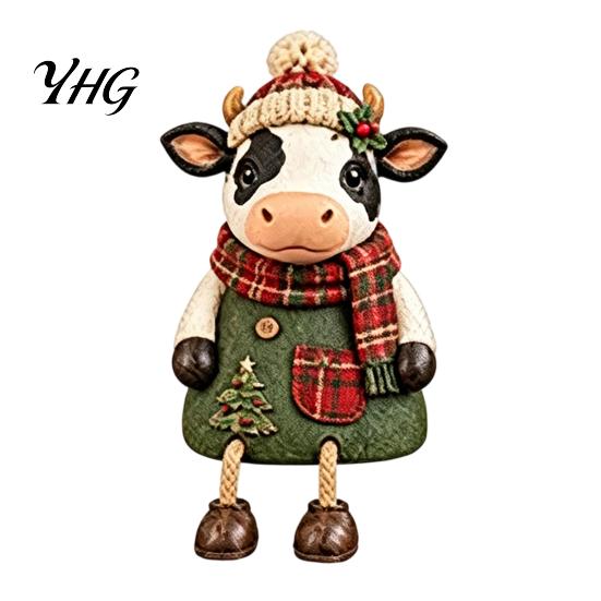 Plush Scarf Santa Decor Christmas Stocking Holder, Mantel Resin Sitting Leg Hook, Hanging Figurine Festive Character Ornament for Holiday Home