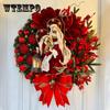 Big Red Flower Bow Ball Christmas Wreath Navidad Party Wedding Door Window Wall Fireplace Staircase Balcony Garden Decoration
