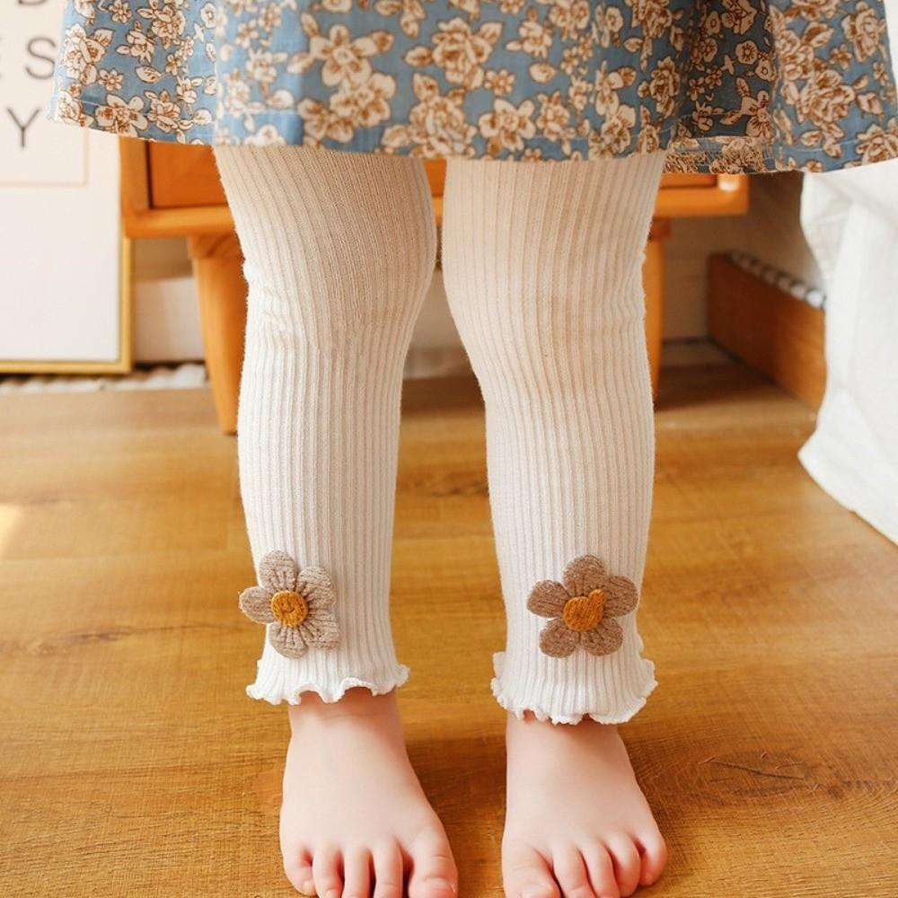 Autumn and Winter Girls Ribbed Leggings Soft Footless Tights Infant Long Pants for 1-4 Years Girls