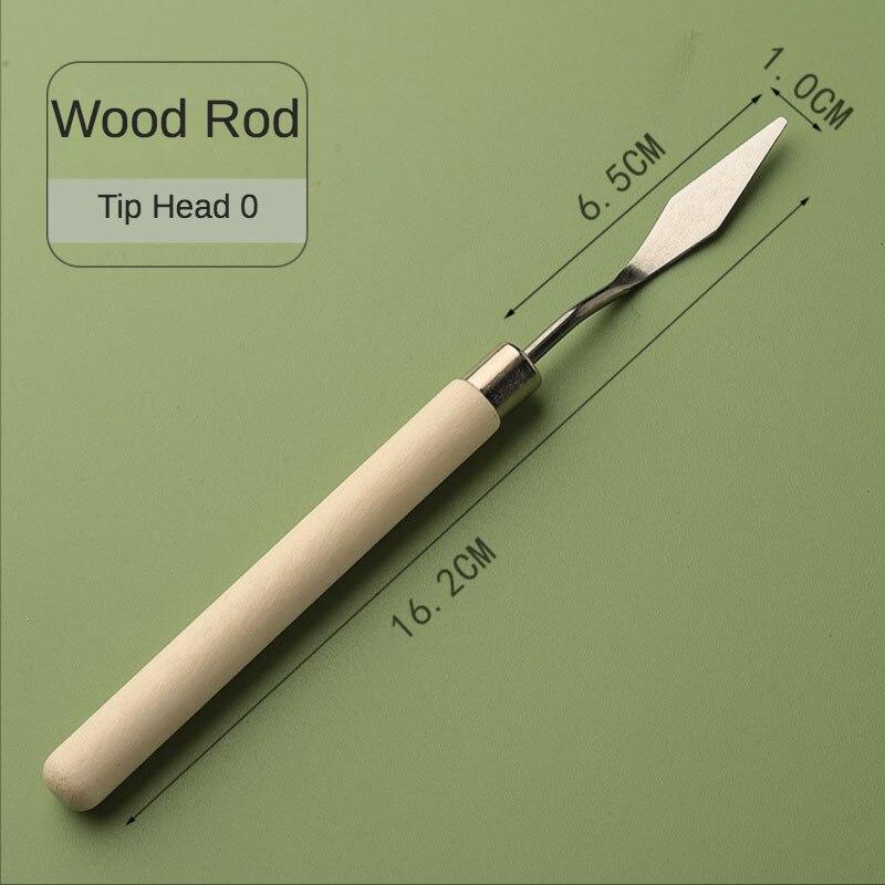 1 Pcs Student Art Oil Painting Scraper Wood Flat/Tip Head Stainless Steel Pick Knife Gouache Pigment Pointed Color Mixing Shovel