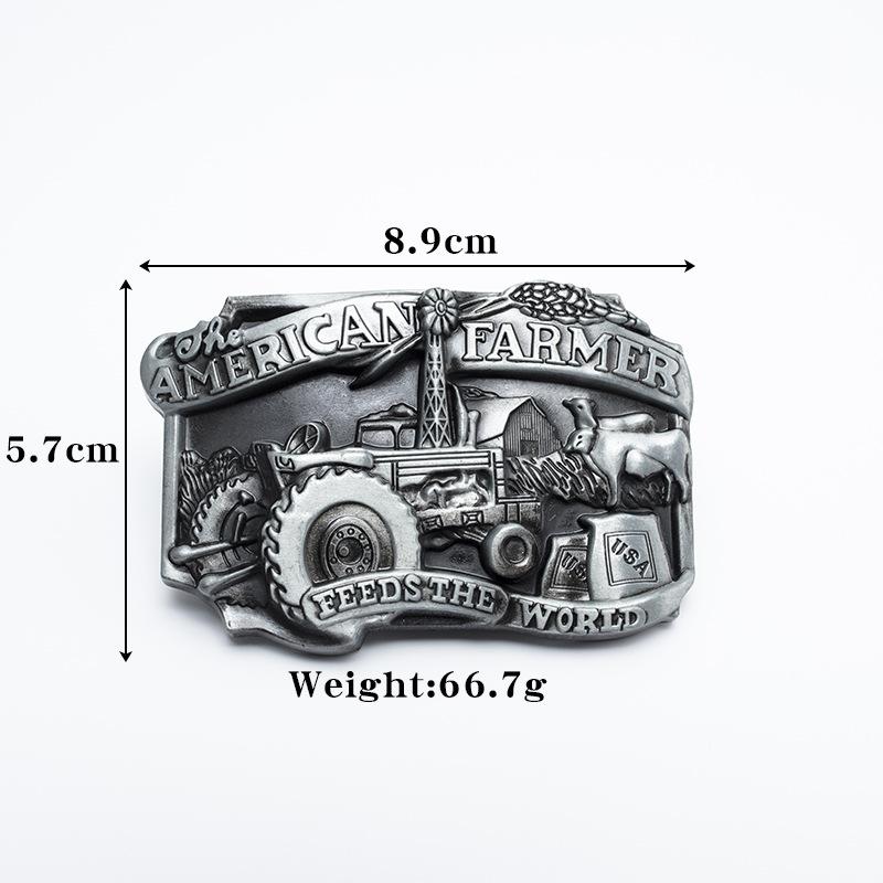 American Farm Personalized Belt Buckle Agricultural Tractor Leather Buckle Primary Color Glazed Plate Buckle