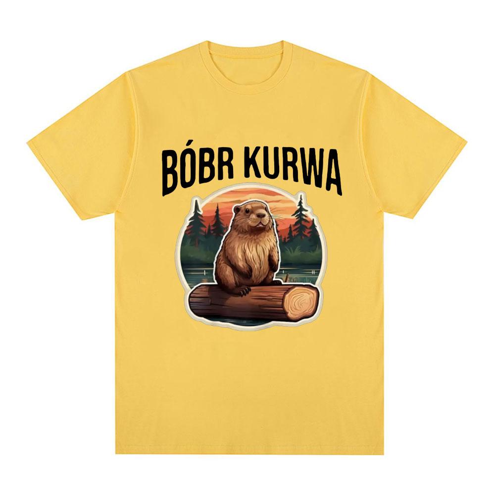Футболка с принтом Bober Kurwa Bobr, смешной мем, графическая, мужская, женская, модная, хип-хоп, с коротким рукавом, свободная, 100% хлопок, комфортная футболка