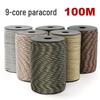 Катушка 100 м 9-жильного паракорда для улицы, кемпинга, выживания и DIY-браслетов