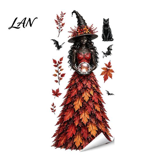 Creative Holiday Gifts Halloween Witch/Ghost Window Clings, Removable Static Glass Stickers, Waterproof PVC Decals, Spooky Home Decor Decorative