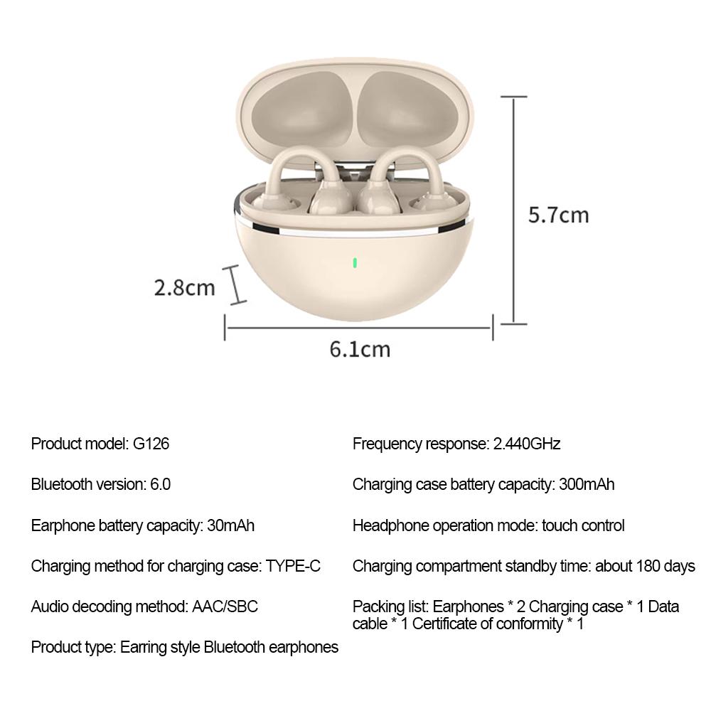 Беспроводные Bluetooth 5.4 Наушники с ушным креплением Водонепроницаемые Спортивные Гарнитуры Шумоподавление Hi-Fi Стерео Вкладыши для Смартфонов