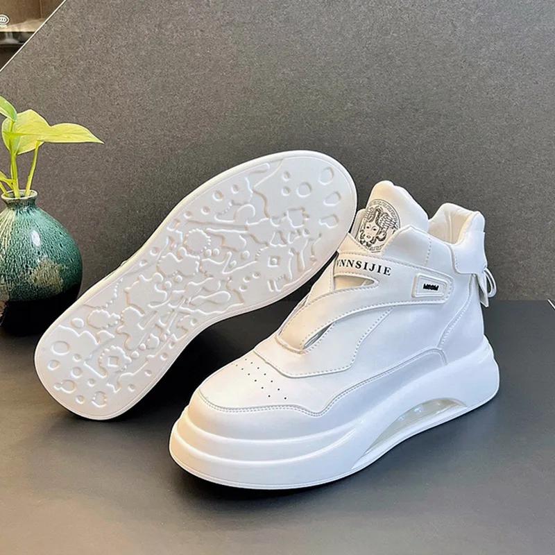 2024 New Air-cushion Shoes Men's Autumn Trend All-match High-top Casual Shoes With Heightened Comfort Sneakers For Men