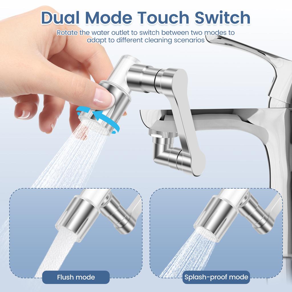 Stainless Steel 1080°Swivel Robotic Arm Swivel Extension Faucet Aerator Kitchen Sink Faucet Extender for Home Kitchen Bathroom