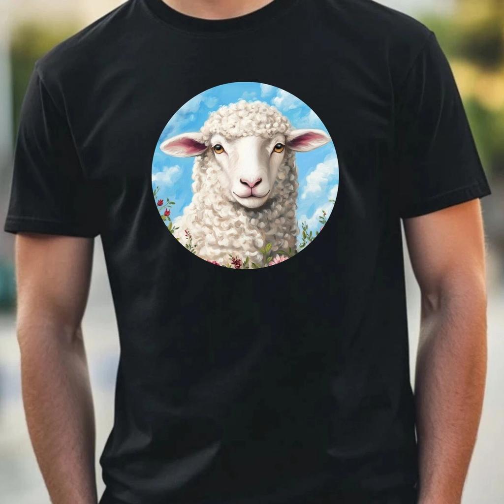 T-Shirt Herren Schaf Portrait Motiv Baumwolle Größe XS bis 5XL