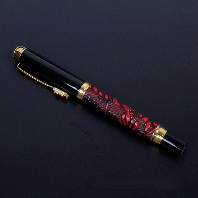 Роскошная шариковая ручка с золотистым зажимом в форме китайского дракона и резным корпусом