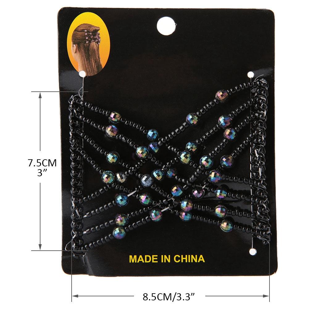 Женщины Девушка Волшебные Легкие Бусины Для Волос Слайд Эластичный Гребень Зажим Эластичная Шпилька Черный