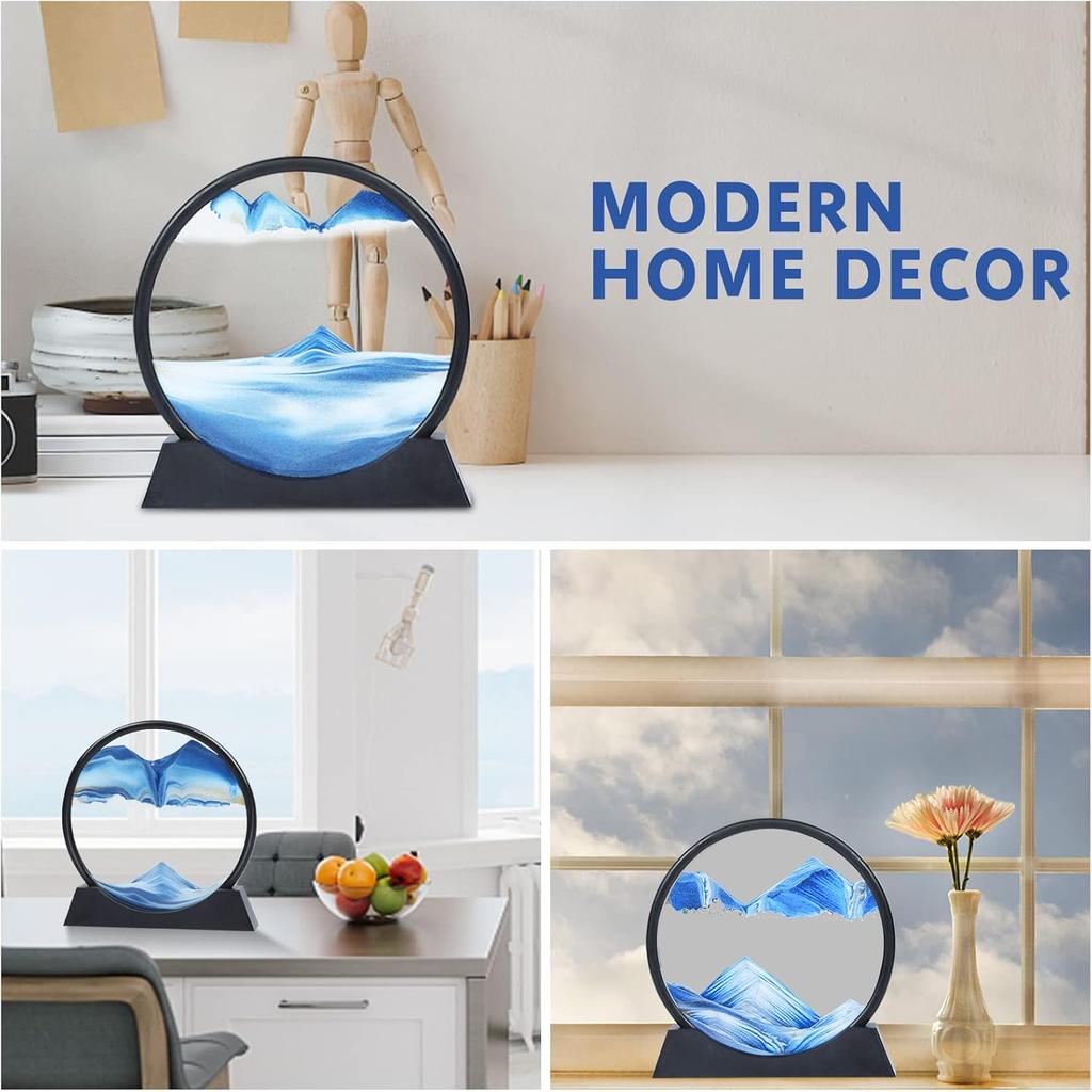 3D Hourglass Quicksand Moving Sand Art Picture Round Glass Deep Sea Sandscape Craft Flowing Painting Office Home Decor Gift New