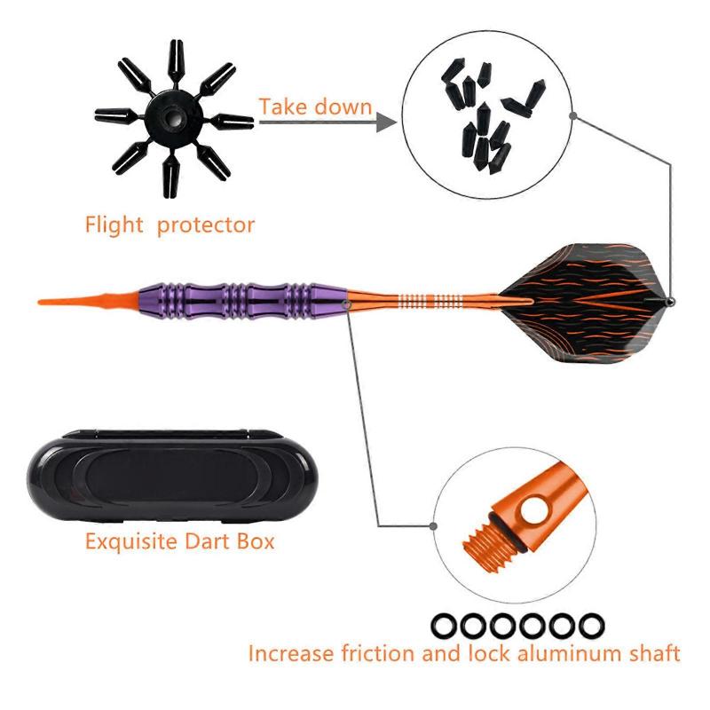 1Set Professional Soft Tip Darts Set 20g Soft Electronic Darts Needle Set with Carrying Case for Indoor Dartboard Game