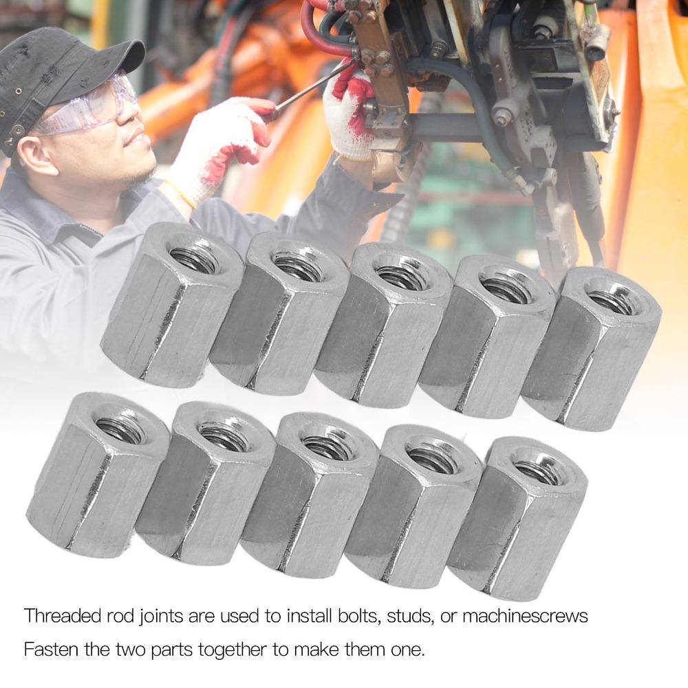 20pcs Fully Threaded Hex Coupling Nut Studding Connector Fastener Machine Installation